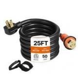 VEVOR Generator Power Cord 25 ft. 125/250-Volt 50 Amp RV Extension Cord 12,000W STW Cable N14-50P Outlet ETL Listed for Home   Customer Returns See Pictures
