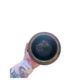 Antique Ornate Bronze Dragon Vase with Lid and Wooden Base