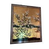 Japanese Gold Leaf 2-Panel Folding Screen with Floral Motif