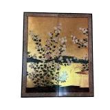 Japanese Gold Leaf 2-Panel Folding Screen with Floral Motif