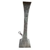 Pair of Modern Table Lamps with Patinated Metal Bases and Fabric Shades