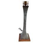 Pair of Modern Table Lamps with Patinated Metal Bases and Fabric Shades