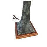 Pair of Modern Table Lamps with Patinated Metal Bases and Fabric Shades