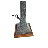 Pair of Modern Table Lamps with Patinated Metal Bases and Fabric Shades