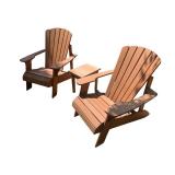 Set of 2 Adirondack Outdoor Lounge Chairs with Side Table