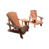 Set of 2 Adirondack Outdoor Lounge Chairs with Side Table
