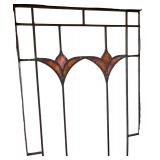 Vintage Stained Glass Panel with Wooden Frame