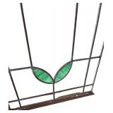 Vintage Stained Glass Panel with Wooden Frame