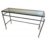 Modern Glass Console Table with Metal Frame