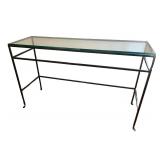 Modern Glass Console Table with Metal Frame