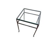 Wrought Iron and Glass Square Side Table