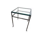 Wrought Iron and Glass Square Side Table