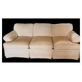 Beige 3-Cushion Sofa with Rolled Arms