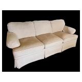 Beige 3-Cushion Sofa with Rolled Arms