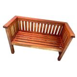 Wooden Slat Back Bench with Armrests