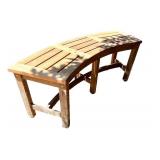 Round Wooden Outdoor Patio Table with 4 Curved Benches