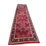Handmade Persian-Style Wool Runner Rug with Geometric Pattern