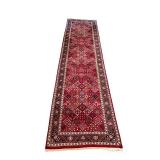 Handmade Persian-Style Wool Runner Rug with Geometric Pattern