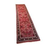 Handmade Persian-Style Wool Runner Rug with Geometric Pattern