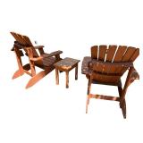 Set of 2 Adirondack Patio Chairs with Matching Side Table