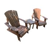 Set of 2 Adirondack Patio Chairs with Matching Side Table