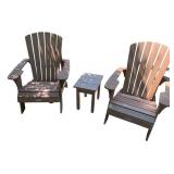 Set of 2 Adirondack Patio Chairs with Matching Side Table