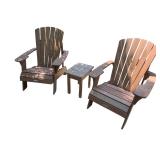 Set of 2 Adirondack Patio Chairs with Matching Side Table