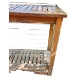 Outdoor Wooden Console Table with Slatted Shelves