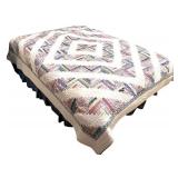 Patchwork Log Cabin Pattern Quilt with Pastel Fabrics