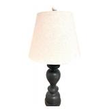 Pair of Table Lamps with Black Sculpted Bases and Fabric Shades
