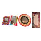 Set of 4 Decorative Mirrors with Vibrant Artistic Frames