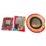 Set of 4 Decorative Mirrors with Vibrant Artistic Frames