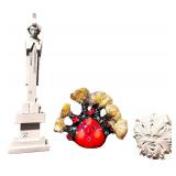 Collection of 3 Ceramic and Wood Decorative Sculptures