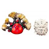 Collection of 3 Ceramic and Wood Decorative Sculptures