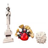 Collection of 3 Ceramic and Wood Decorative Sculptures