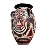 Decorative Greek Pottery Style Vase with Tribal Motif
