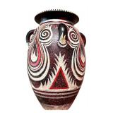 Decorative Greek Pottery Style Vase with Tribal Motif