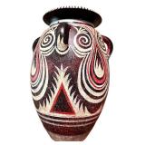 Decorative Greek Pottery Style Vase with Tribal Motif