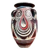Decorative Greek Pottery Style Vase with Tribal Motif
