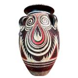 Decorative Greek Pottery Style Vase with Tribal Motif
