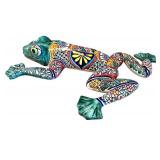 Colorful Mexican Talavera Style Ceramic Frog Decor