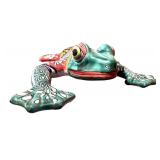 Colorful Mexican Talavera Style Ceramic Frog Decor