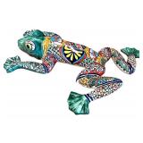 Colorful Mexican Talavera Style Ceramic Frog Decor