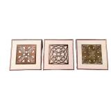 Set of 3 Geometric Metal Wall Art Panels in Copper Frames