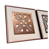 Set of 3 Geometric Metal Wall Art Panels in Copper Frames