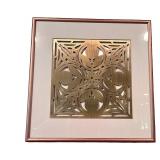Set of 3 Geometric Metal Wall Art Panels in Copper Frames