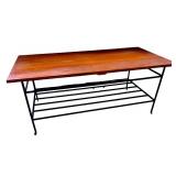 Wooden Coffee Table with Metal Frame