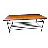 Wooden Coffee Table with Metal Frame