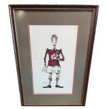 Framed Artwork of Football Player by Sig Johnsen
