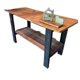Vintage Workbench with Wood Vice and Angle Cutting Guide